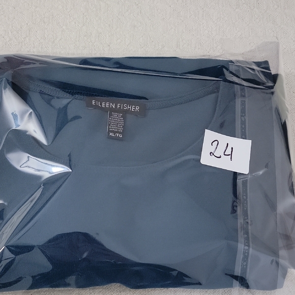 Eileen Fisher Shirt Womens XL Green-Blue Teal Quarter Sleeve Split Hem Tunic - Picture 9 of 9